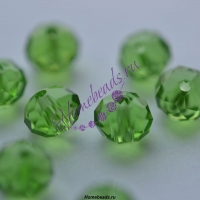 Стеклянные граненые бусины "Рондель" 6*8 мм, прозрачный, зеленый