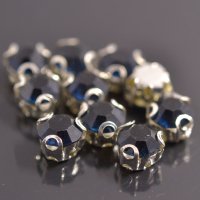Стразы пришивные в оправе Round Stones, 5 мм (SS20), темно-синий, 10 шт