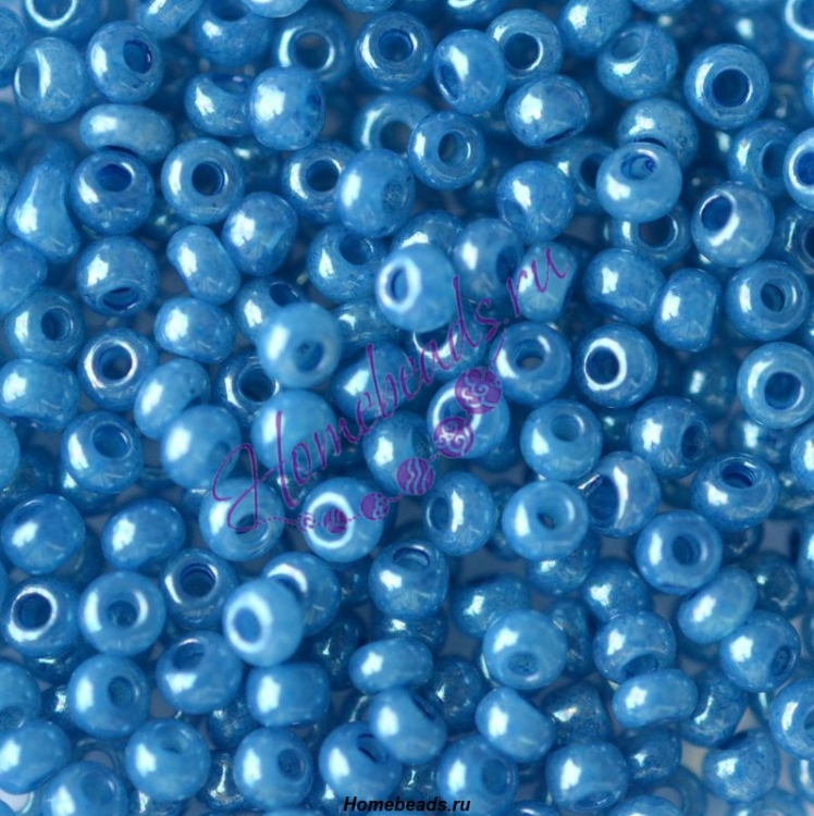 Бисер Чехия, керамический блестящий ядовитых тонов, синий, 17136