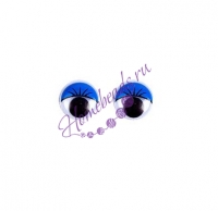 Глазки бегающие с ресничками (круг) 6 мм, 2 шт, синий