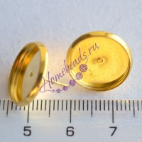 Сереги-гвоздики (пусеты) с основой под круглый кабошон, цвет: золото, 1 пара