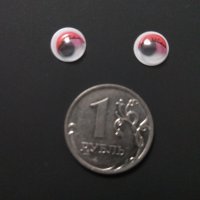 Глазки бегающие с ресничками (круг) 8 мм, 2 шт, красный