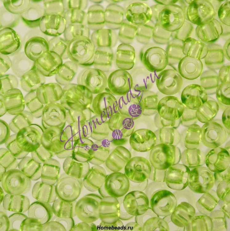 Бисер Чехия, прозрачный пастельных тонов, зеленый, 01154