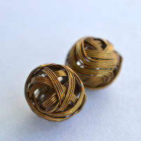 Бусины металлические плетеные "Линия" 18 мм, 2 шт,  бронза