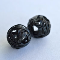 Бусины металлические плетеные "Линия" 18 мм, 2 шт,  черные
