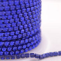 Цепь со стразами SS8 (2,5 мм), цвет: синий/52 сапфир