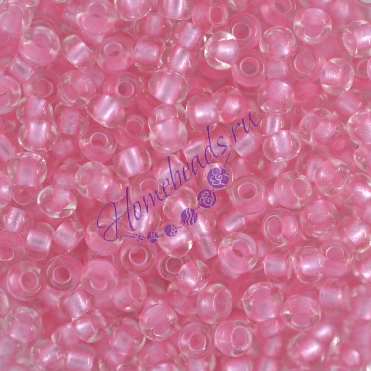 Бисер Чехия, кристально-прозрачный, розовый, 38298