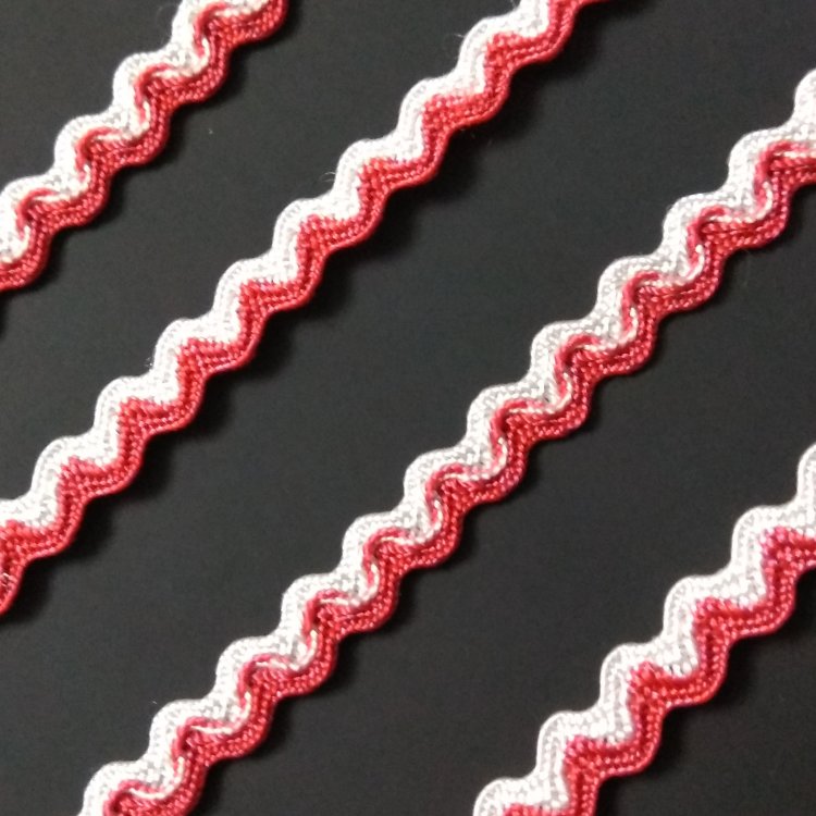 Тесьма декоративная "Зиг-заг", 5мм, цвет: 12 бордовый/белый
