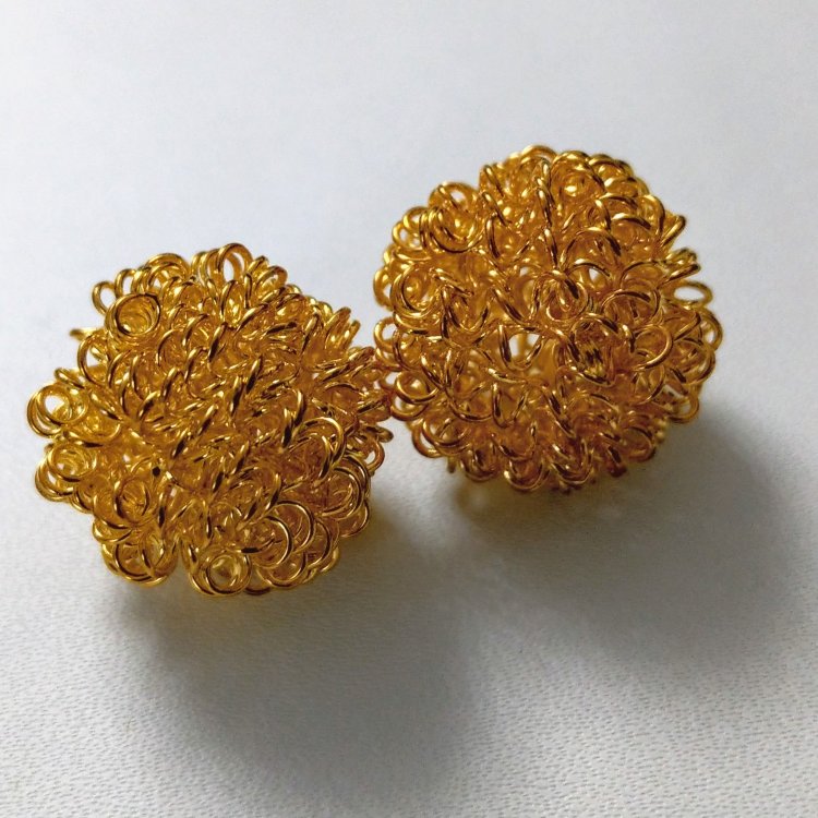 Бусины металлические плетеные "Пружинка" 20 мм, 2 шт, золото