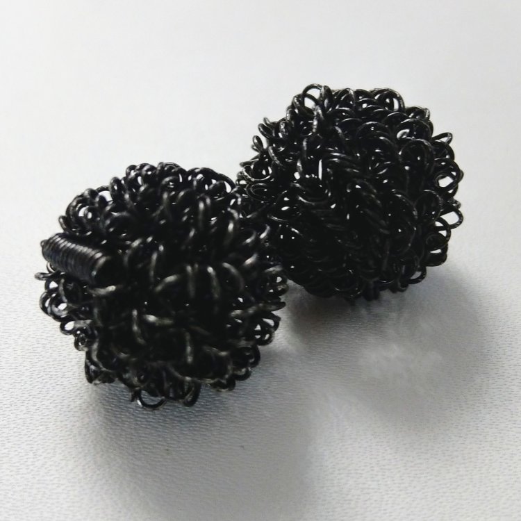 Бусины металлические плетеные "Пружинка" 20 мм, 2 шт, черный