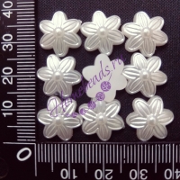 Половинки бусин фигурные "Цветок", 13 мм, цвет: белый перламутровый, 10г