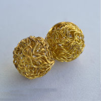 Бусины металлические плетеные "Волна" 18 мм, 2 шт,  золото