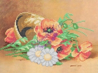 Ткань для вышивания бисером "Корзина полевых цветов"