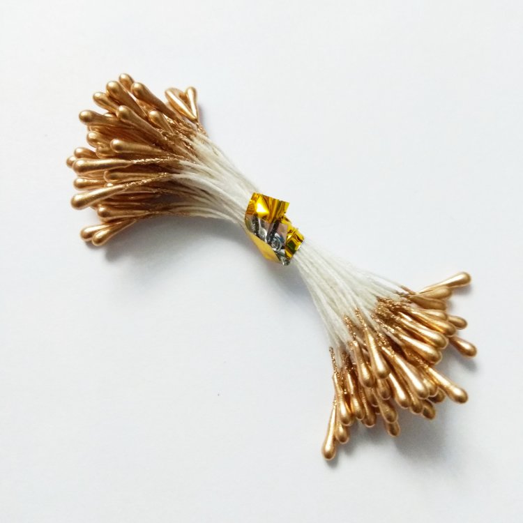 Двухсторонние тычинки 1,5 мм, золото, 60 шт