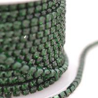 Цепь со стразами SS8 (2,5 мм), цвет: зеленый/ 56 изумруд (emerald)