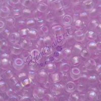 Бисер Чехия, прозрачный с прокрасом, радужный, светло-розовый, 58526