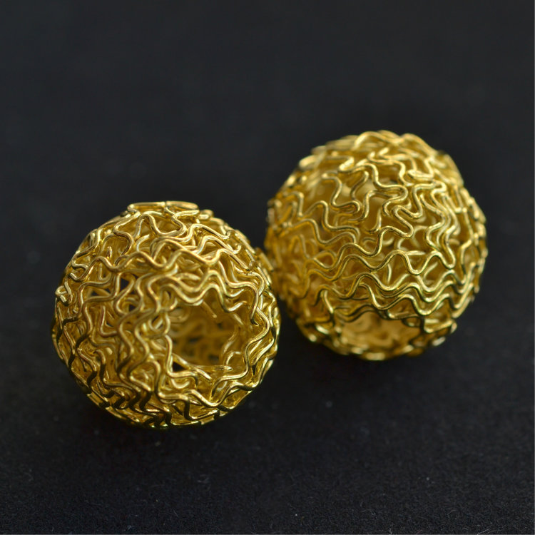 Бусины металлические плетеные "Зигзаг" 18 мм, 2 шт, золото