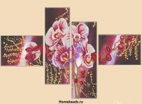Схема для вышивки бисером на атласе "Дикая орхидея", частичная зашивка.
