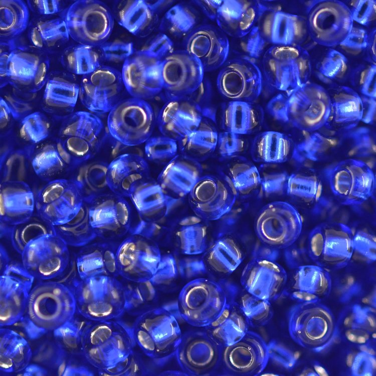 Бисер Glace (В-39), прозрачный с посеребренным отверстием, синий