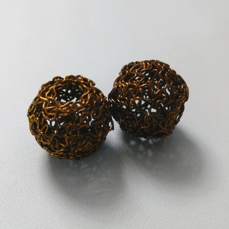 Бусины металлические плетеные "Зигзаг" 18 мм, 2 шт, бронза