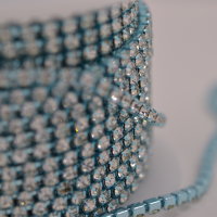 Цепь со стразами SS8 (2,5 мм), цвет: голубой/ 58 кристалл