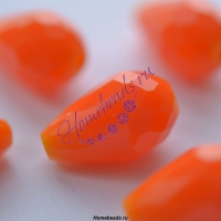 Стеклянные граненые бусины "Капля" 15*10 мм, керамические, оранжевый