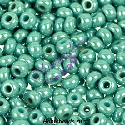 Бисер Чехия, керамический блестящий, зеленый, 63021