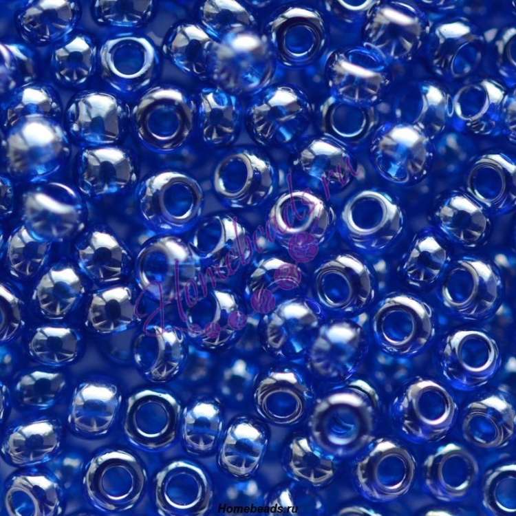 Бисер Чехия, прозрачный блестящий, синий, 66300