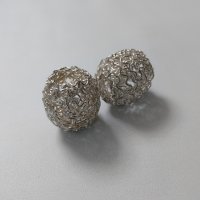 Бусины металлические плетеные "Зигзаг" 18\20 мм, 2 шт, серебро