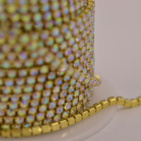 Цепь со стразами SS6 (2 мм), цвет: золотой/ 28 кристалл АВ