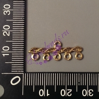 Коннектор "Листья" с 1 на 5 нити, античное золото, 2 шт