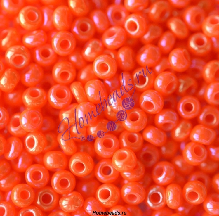 Бисер Чехия, керамический радужный, оранжевый, 94140