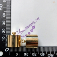 Концевики клеевые с петелькой 18*16 мм, цвет: светлое золото, 2 шт