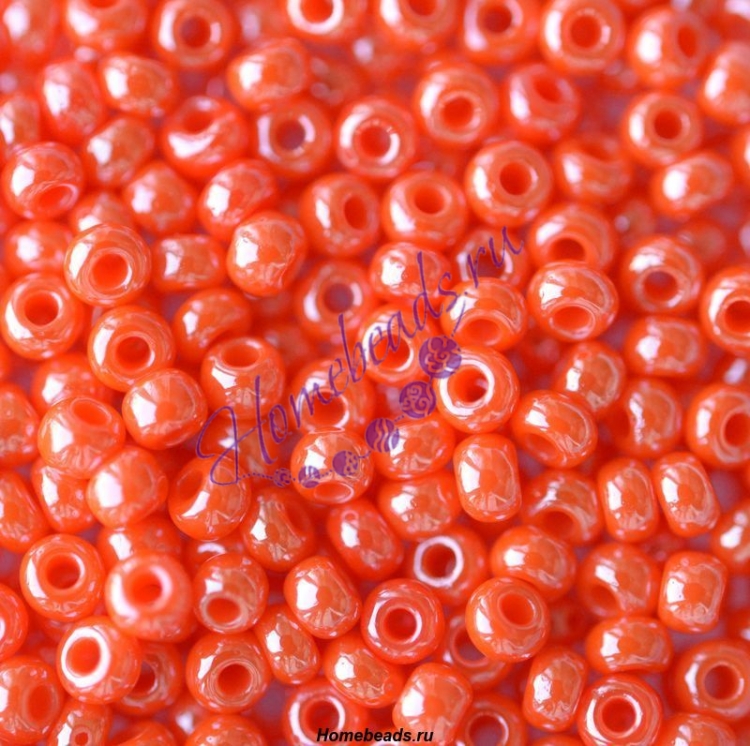 Бисер Чехия, керамический блестящий, оранжевый, 98140