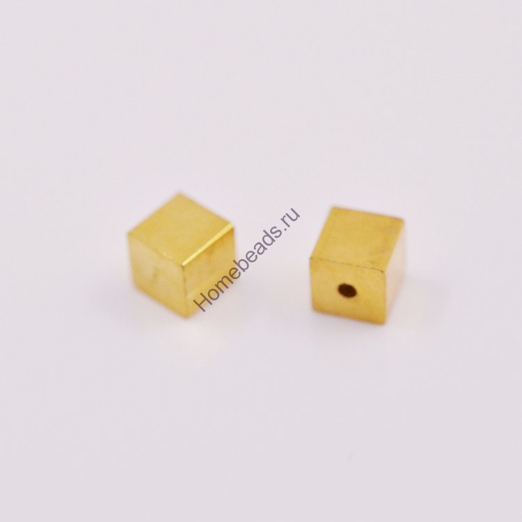 Концевик клеевой "Куб" для проволоки с памятью, 4*4мм (внутр. 0.75мм), цвет: золото