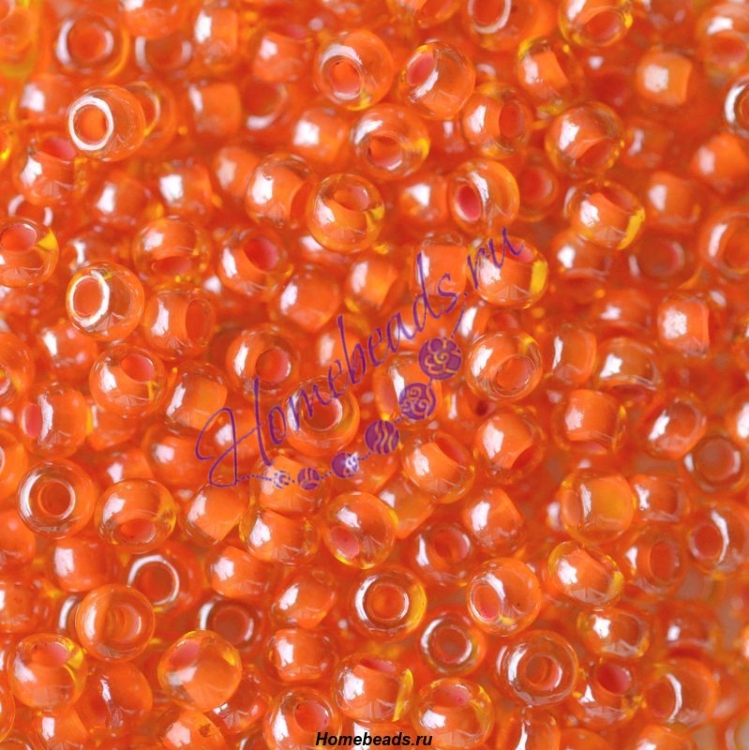 Бисер Чехия, прозрачный с цветной линией, оранжевый, 81393