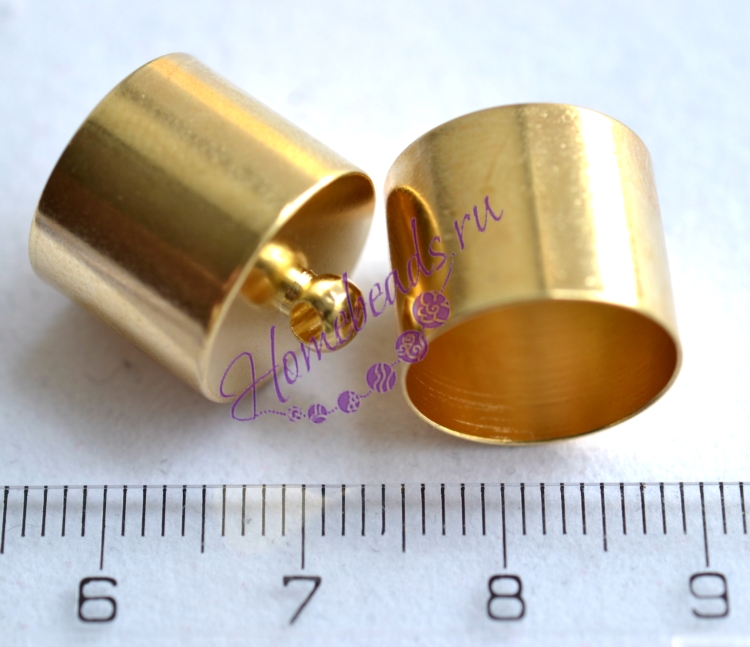 Концевики клеевые с петелькой 16*14 мм, цвет: светлое золото, 2 шт