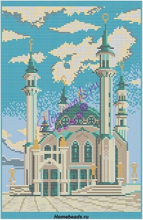 Схема для полной вышивки бисером на габардине - «Мечеть Кул Шариф» А3, К-23