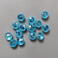 Стеклянные граненые бусины "Рондель", 6*8мм, голубой 14Р8018