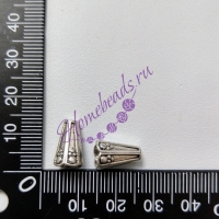 Конус 12*8 мм(6 мм внутр), цвет: античное серебро