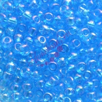  Бисер Чехия, прозрачный радужный, голубой, 61030