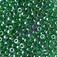 Бисер Чехия, прозрачный блестящий, зеленый, 56060