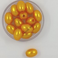 Бусины пластиковые "Олива" 8*11 мм, темно-жёлтый