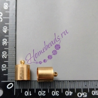 Концевики клеевые с петелькой 15*11 мм, цвет: светлое золото, 2 шт