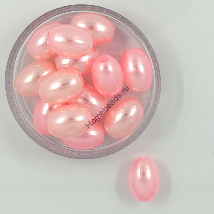 Бусины пластиковые "Олива" 8*11 мм, светло-розовый