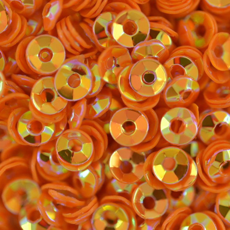 Пайетки "Чашечки", 3 мм, цвет: оранжевый перламутровый