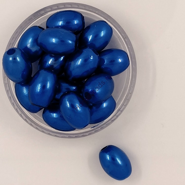 Бусины пластиковые "Олива" 8*11 мм, синий