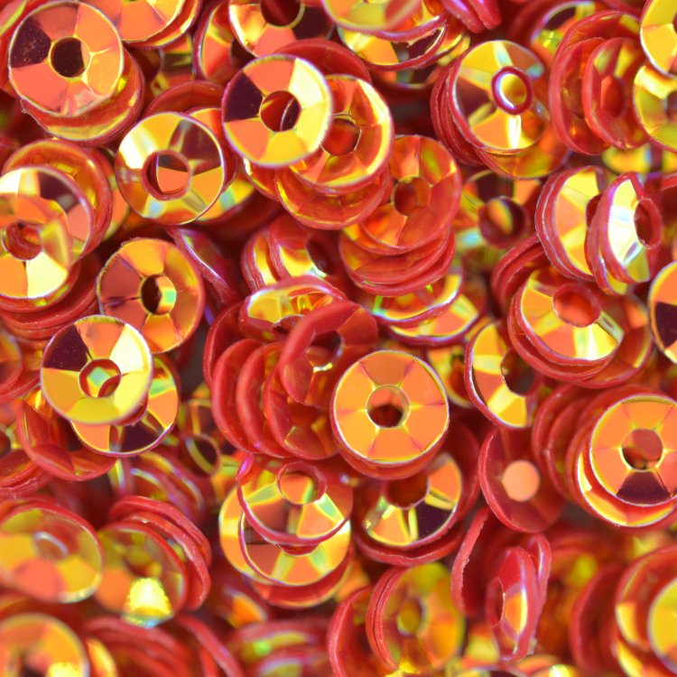 Пайетки "Чашечки", 3 мм, цвет: красный перламутровый