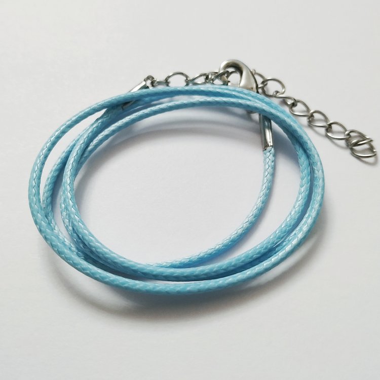 Шнур для подвески с замком, синтетический вощеный, 1.0 мм, голубой, 50 см