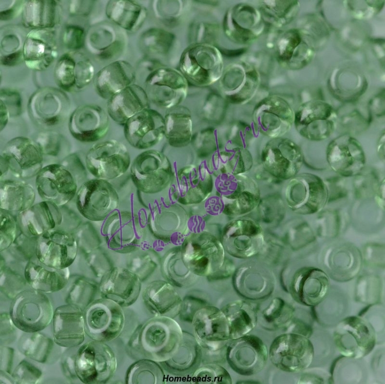 Бисер Чехия, прозрачный пастельных тонов, зеленый, 01162